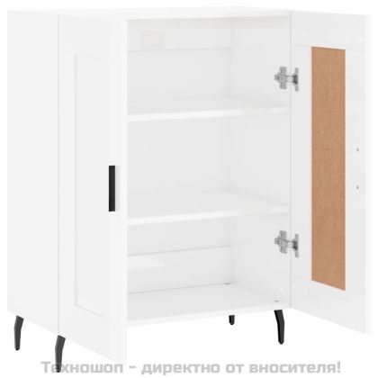 Сайдборд, бял гланц, 69,5x34x90 см, инженерно дърво