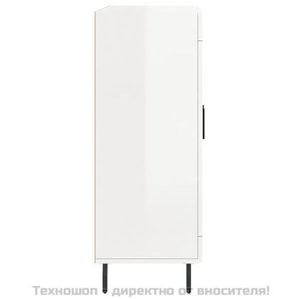 Сайдборд, бял гланц, 69,5x34x90 см, инженерно дърво