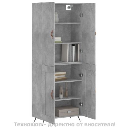 Висок шкаф, бетонно сив, 69,5x34x180 см, инженерно дърво