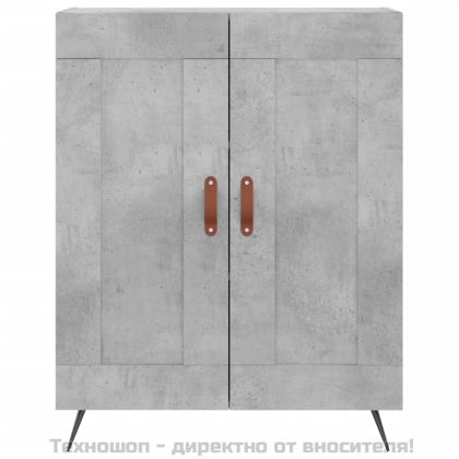 Висок шкаф, бетонно сив, 69,5x34x180 см, инженерно дърво