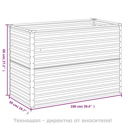 Повдигната градинска леха 100x50x69 см, кортенова стомана