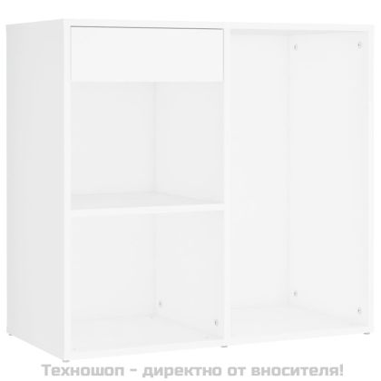 LED тоалетка с 2 шкафа, бяла, инженерно дърво