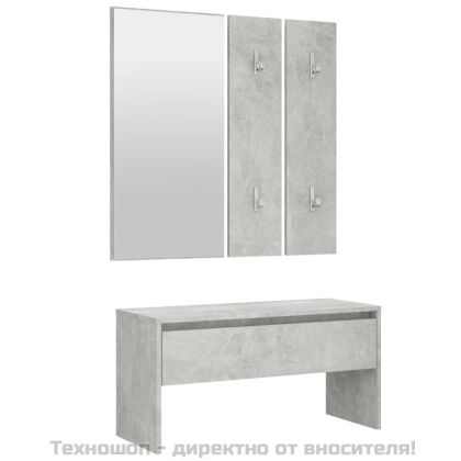 Комплект мебели за антре, бетонно сиви, инженерно дърво