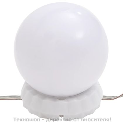Комплект тоалетка с LED, бяла, инженерно дърво