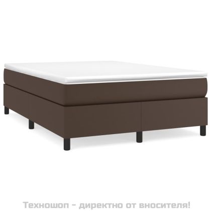 Рамка за легло с пружини, кафява, 140x200 см изкуствена кожа