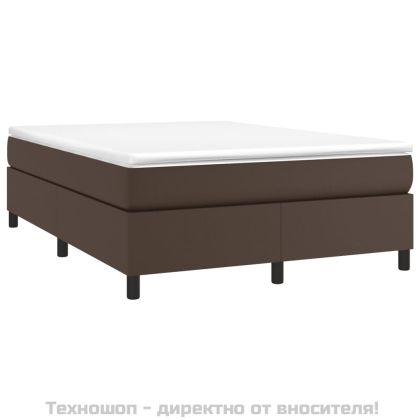 Рамка за легло с пружини, кафява, 140x200 см изкуствена кожа