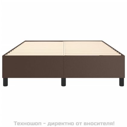 Рамка за легло с пружини, кафява, 140x200 см изкуствена кожа
