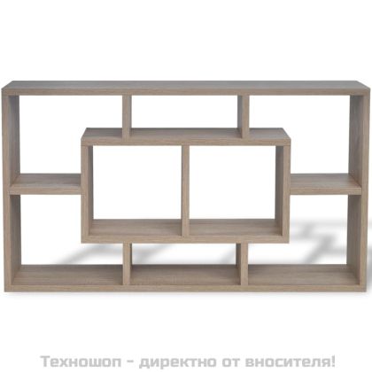 Стенна полица/рафт с 8 открити отделения, цвят дъб