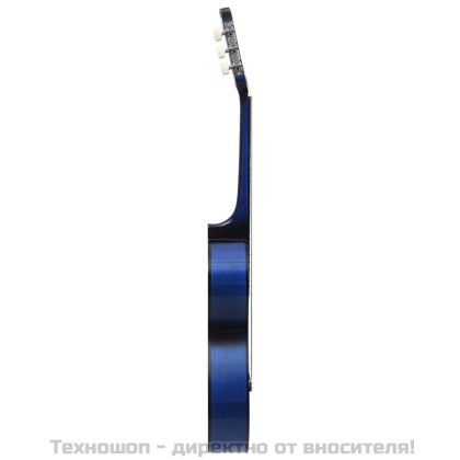 Класическа китара за начинаещи и деца, синя, 3/4, 36"