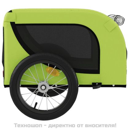 Ремарке за колело за любимци зелено черно Оксфорд плат и желязо