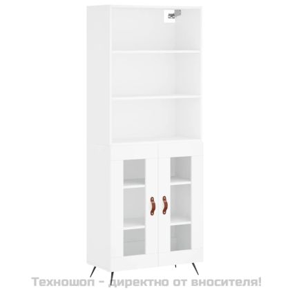 Висок шкаф, бял, 69,5x34x180 см, инженерно дърво