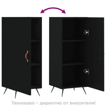 Сайдборд, черен, 34,5x34x90 см, инженерно дърво