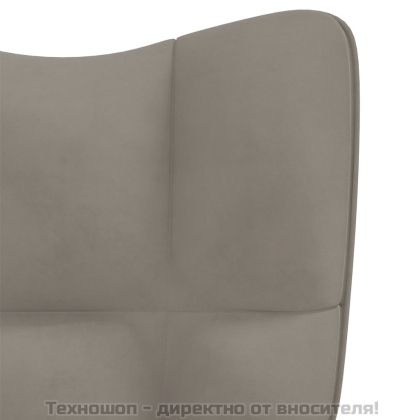 Релаксиращ стол, светлосив, кадифе