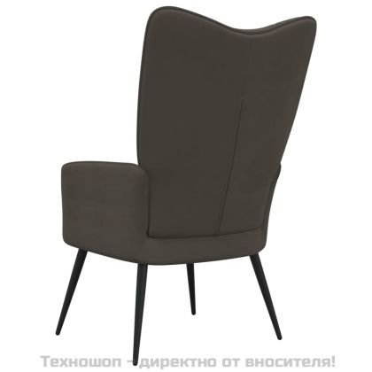 Релаксиращ стол, тъмносив, кадифе