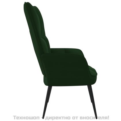 Релаксиращ стол, тъмнозелен, кадифе