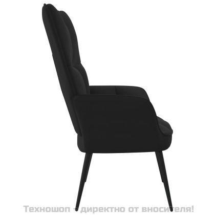 Релаксиращ стол, черен, кадифе