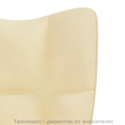 Релаксиращ стол, кремавобял, кадифе