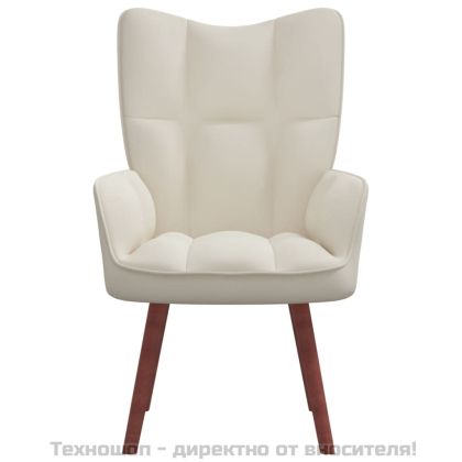 Релакс стол, кремавобял, кадифе