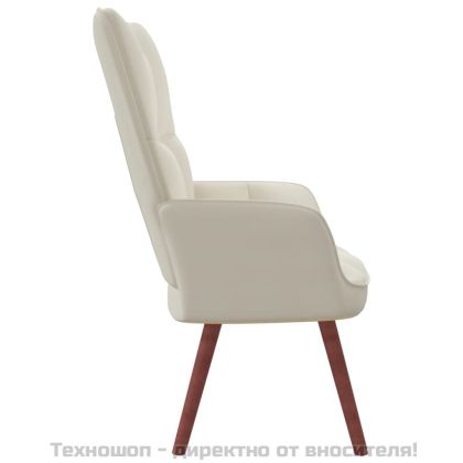 Релакс стол, кремавобял, кадифе