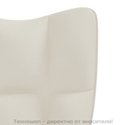 Релакс стол, кремавобял, кадифе