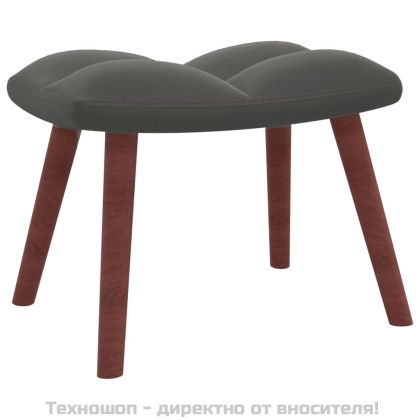 Релакс стол с табуретка, тъмносив, кадифе
