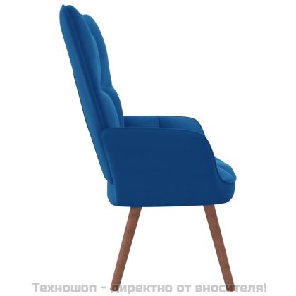 Релакс стол, син, кадифе