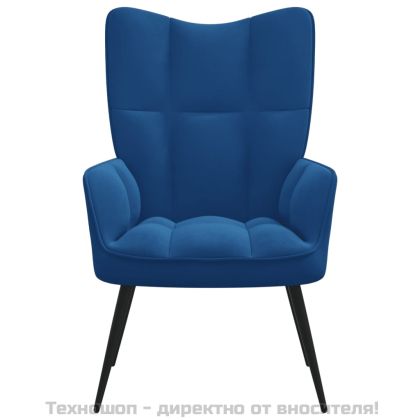 Релаксиращ стол, син, кадифе