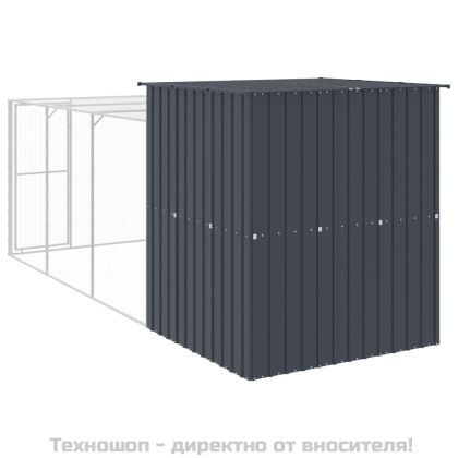 Клетка за пилета с волиера, антрацит, 165x455x181 см, стомана