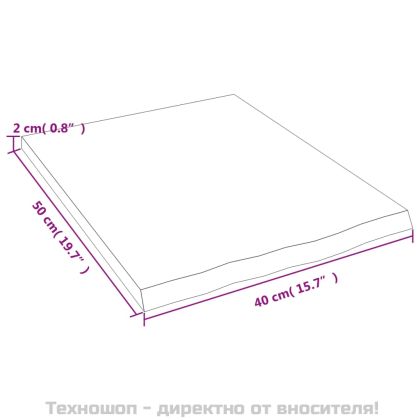 Стенен рафт светлокафяв 40x50x2 см обработен масивен дъб