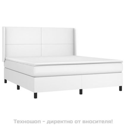 Боксспринг легло с матрак, бяло, 160x200 см, изкуствена кожа