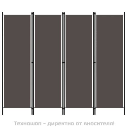 Параван за стая, 4 панела, антрацит, 200x180 см