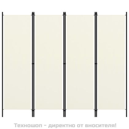 Параван за стая, 4 панела, бял, 200x180 см