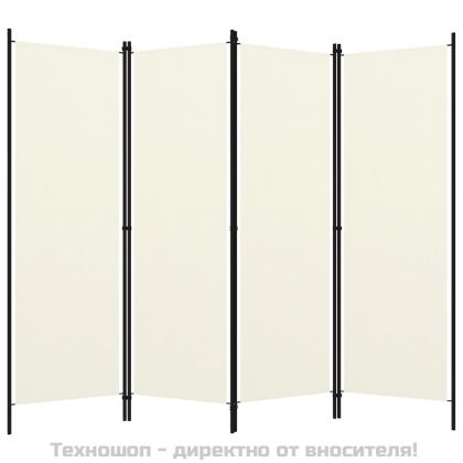 Параван за стая, 4 панела, бял, 200x180 см