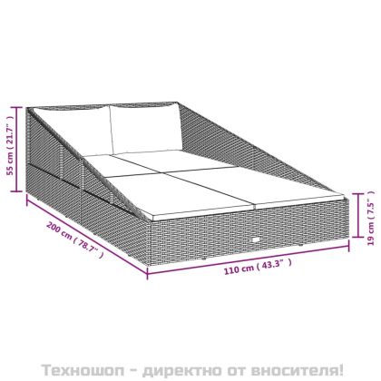 Градинско легло, кафяво, 110x200 см, полиратан