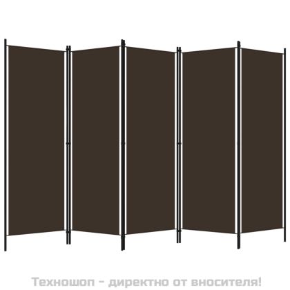 Параван за стая, 5 панела, кафяв, 250x180 см