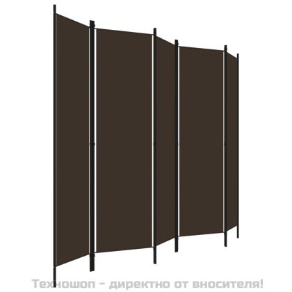 Параван за стая, 5 панела, кафяв, 250x180 см