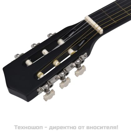 Класическа китара за начинаещи и деца, черна, 3/4, 36"