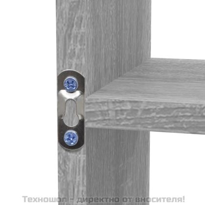 Стенен витринен рафт с 8 отделения сив сонома