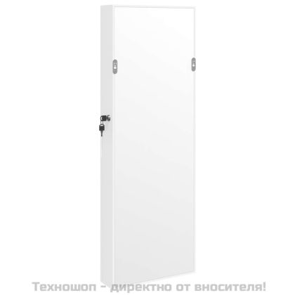 Огледален шкаф за бижута с LED осветление, стенен монтаж, бял