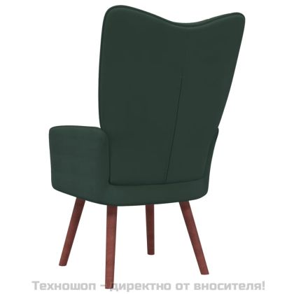 Релакс стол, тъмнозелен, кадифе