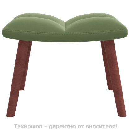 Релакс стол с табуретка, светлозелен, кадифе