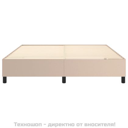 Рамка за легло с пружини, капучино, 160x200 см, изкуствена кожа