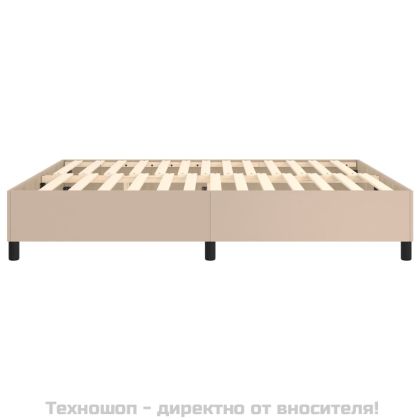 Рамка за легло с пружини, капучино, 160x200 см, изкуствена кожа