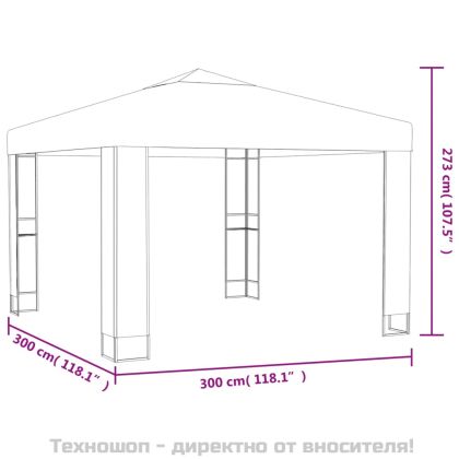 Шатра с двоен покрив и LED светещи стрингове, 3х3 м, антрацит