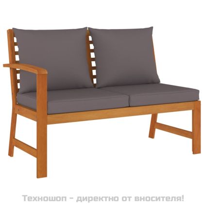 Градински трапезен комплект 6 части с възглавници акация масив