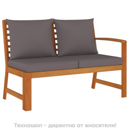 Градински трапезен комплект 6 части с възглавници акация масив