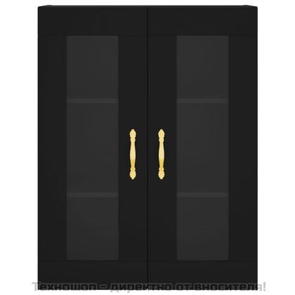 Стенни шкафове, 2 бр, черни, инженерно дърво