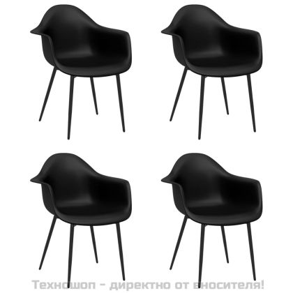 Трапезни столове, 4 бр, черни, PP