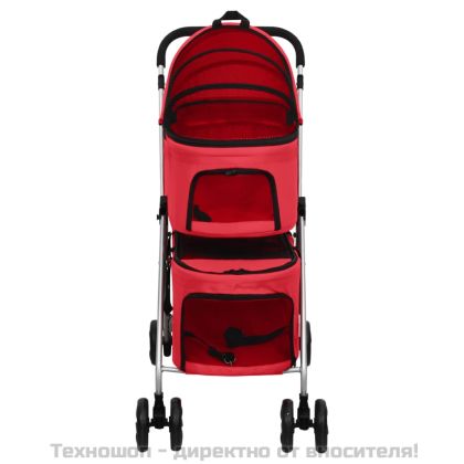 Сгъваема количка за кучета, червена, 83x48x97 см, Оксфорд плат
