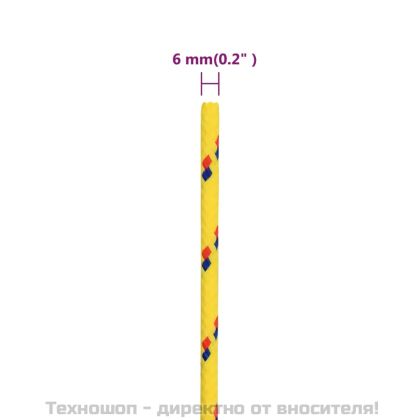 Въже за лодка жълто 6 мм 100 м полипропилен